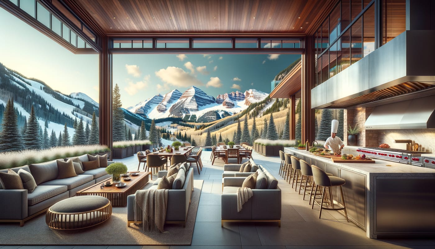 Photorealistic contextual image for: More Than Skiing: Discover Aspen's Elite Lifestyle with Private Chefs & Exquisite Patios